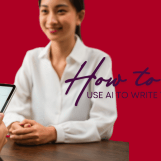 How to use AI to write your resume. Woman sitting across from interviewer holding a resume.