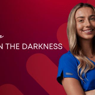 NICU nurse Skyler Heitz pictured with text "I am the light in the darkness" and I am the Difference