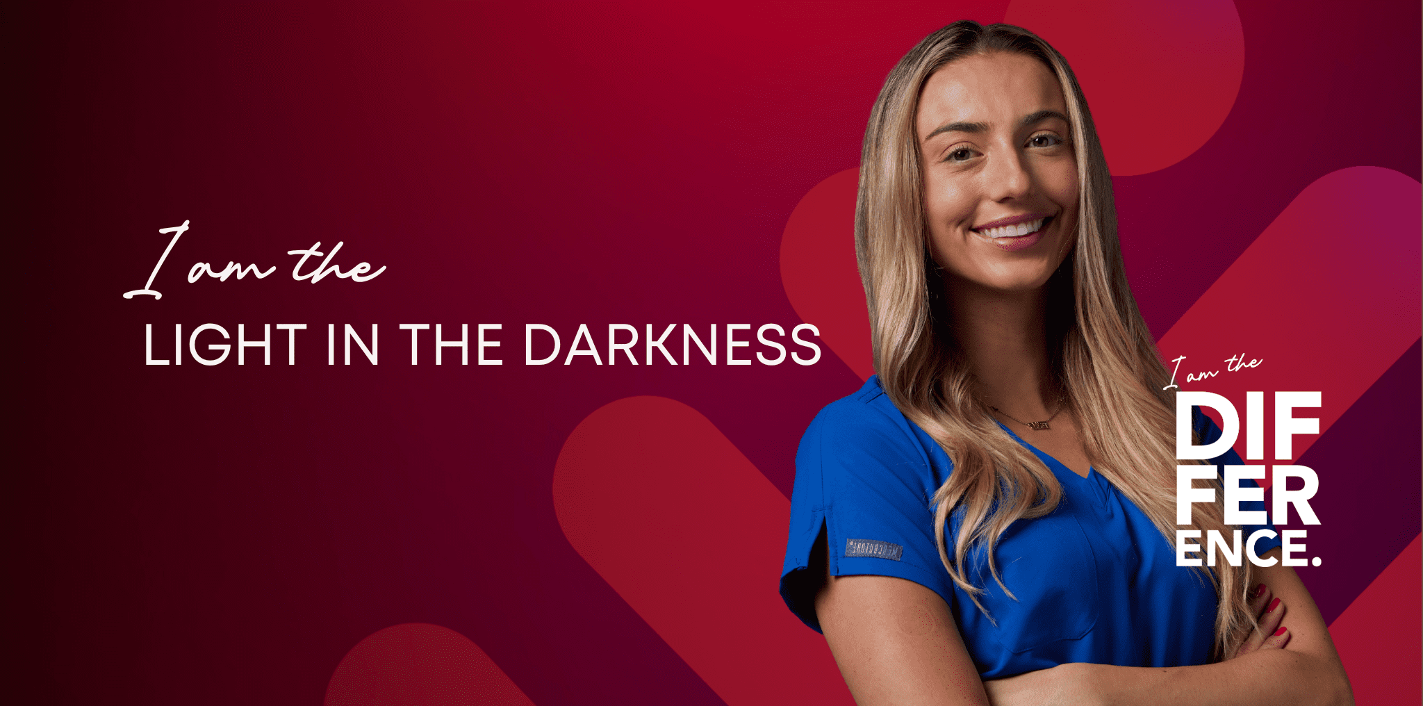 NICU nurse Skyler Heitz pictured with text "I am the light in the darkness" and I am the Difference