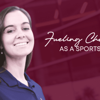 Sports Dietitian Emma Ware is pictured with text reading: "Fueling Champions as a Sports Dietitian"