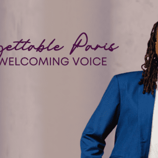 Paris Jones, Patient Access Representative at Texas Children's pictured with text that reads: Unforgettable Paris, A Welcoming Voice