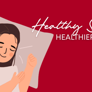 Illustration of a woman asleep on her pillow. Text reads, "Healthy Sleep, Healthier Team."